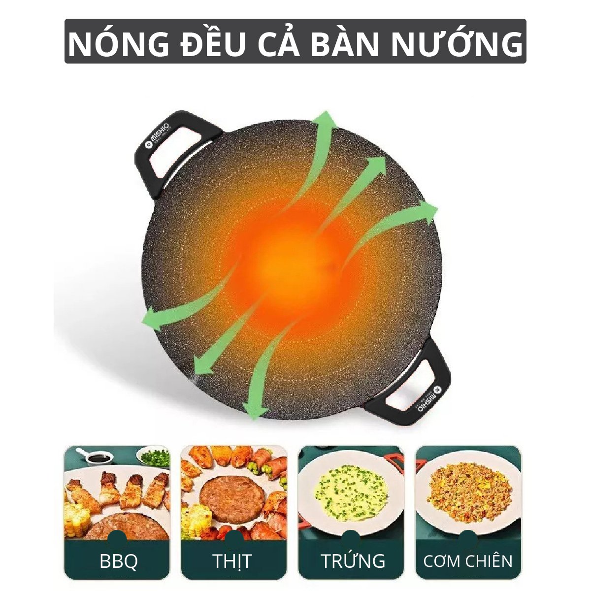 Bàn nướng điện men đá Mishio MK347 kiểu dáng Hàn Quốc - Hàng chính hãng bảo hành 18 tháng