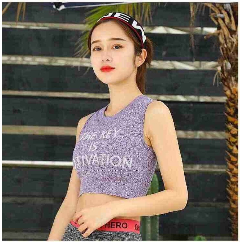 Áo Nữ Tập Thể Thao,Đi Chơi Có Sẵn Mút Nâng Ngực - Áo Croptop Sát Nách THE KEY