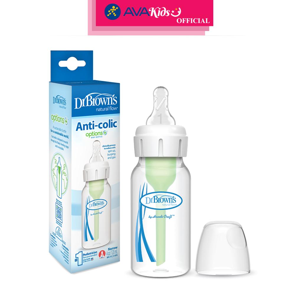 Bình sữa nhựa PP Dr.Brown's cổ hẹp 120 ml (mọi độ tuổi) - Giao bao bì ngẫu nhiên - Hàng Chính Hãng