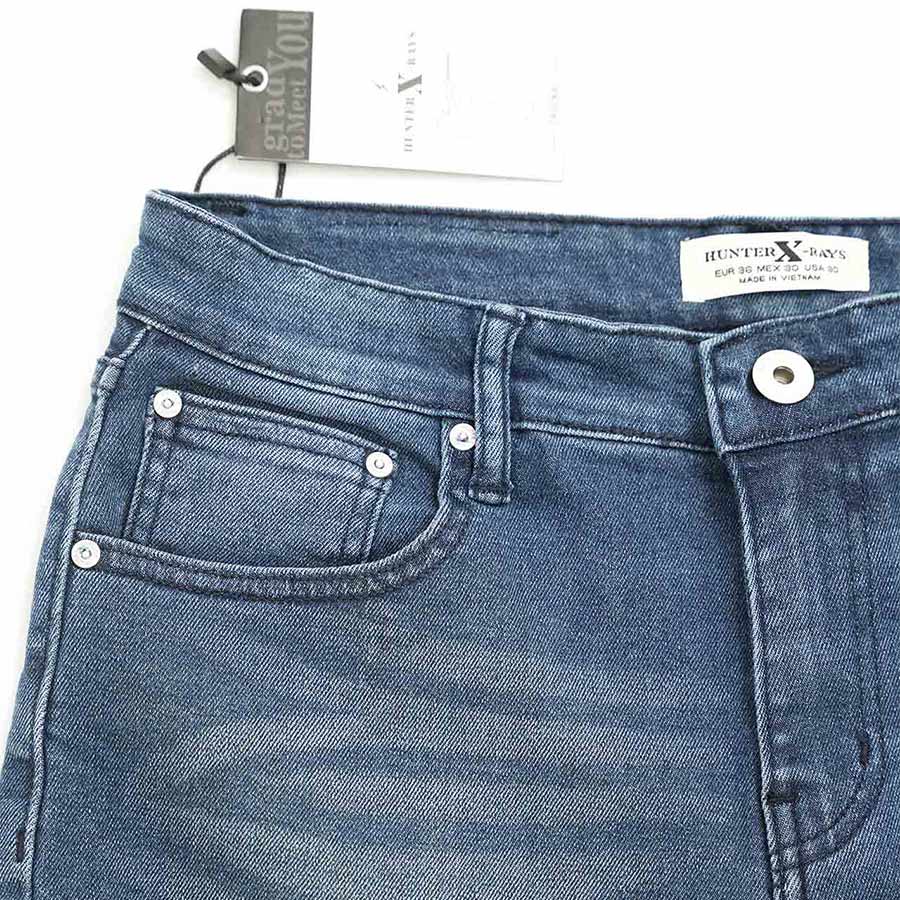 Quần Short Jeans Nam Rách Cao Cấp HUNTER X-RAYS Form Slimfit Thun Màu Xanh  S70