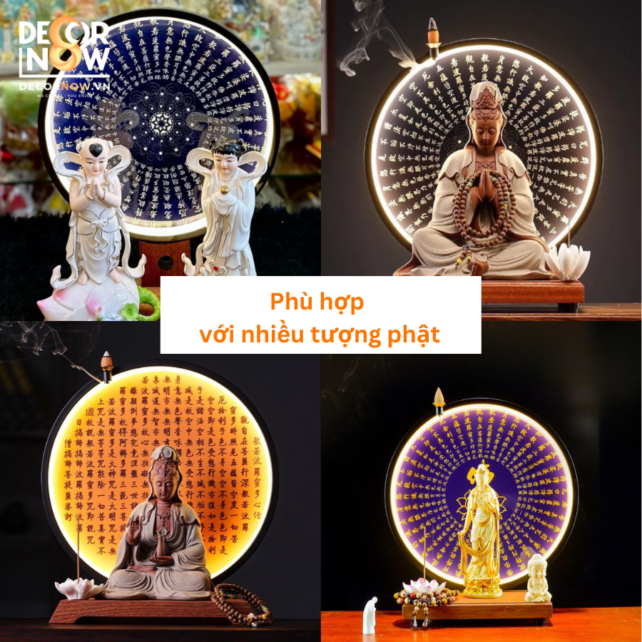 Đèn Hào Quang Phật DECORNOW, Bát Nhã Tâm Kinh, Trang Trí Ban Thờ Mẹ Quan Âm, Các Vị Phật DCN-01