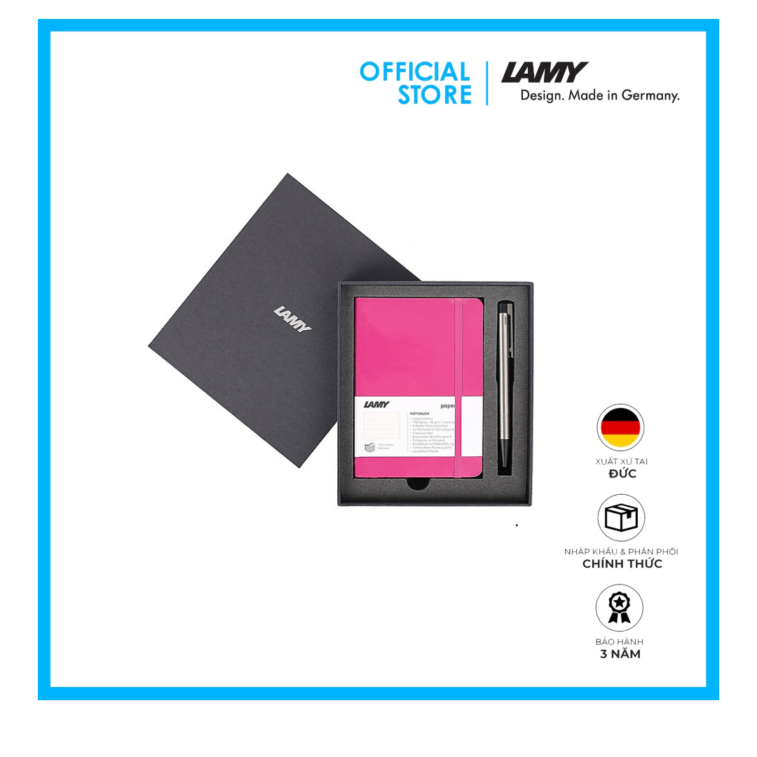 Gift Set Lamy Notebook A6 Softcover Pink + Lamy Logo Steel - GSA6-Lo006