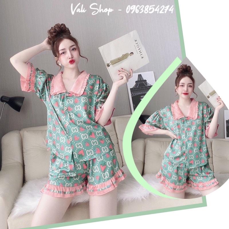 Đồ ngủ lụa latin satin cao cấp pijama hoạ tiết dễ thương freesize 42-60kg