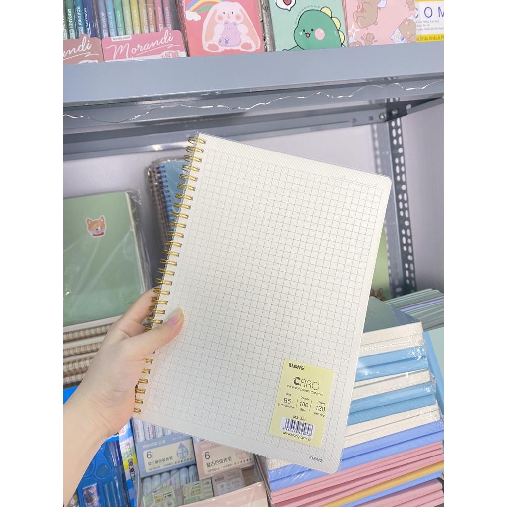 Vở lò xo kép Caro mm B5 bìa trong - 120/200 trang - VPP Thiên Ái