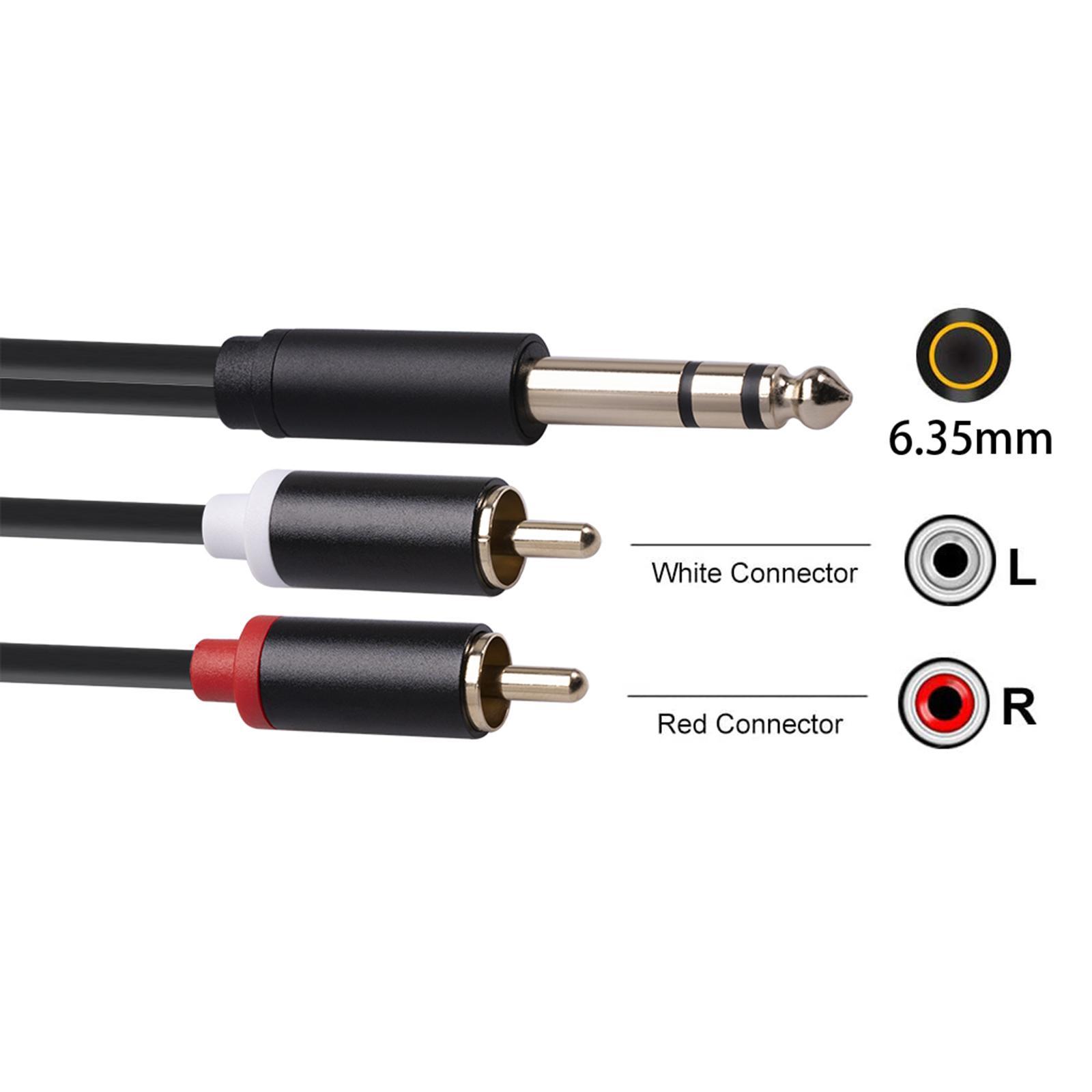 6.35 mm to 2RCA Cable, RCA Cable Gold Plated Audiowave Series 6.35mm Male to 2 RCA Male Stereo Audio Adapter Y Splitter RCA Cable