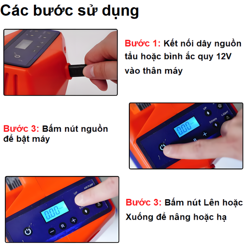 HÀNG CHÍNH HÃNG - Bộ nâng kích gầm điện, kiêm máy bơm lốp tự ngắt 2 trong 1. Thương hiệu Đức ROGTZ cao cấp TY-EHJ03