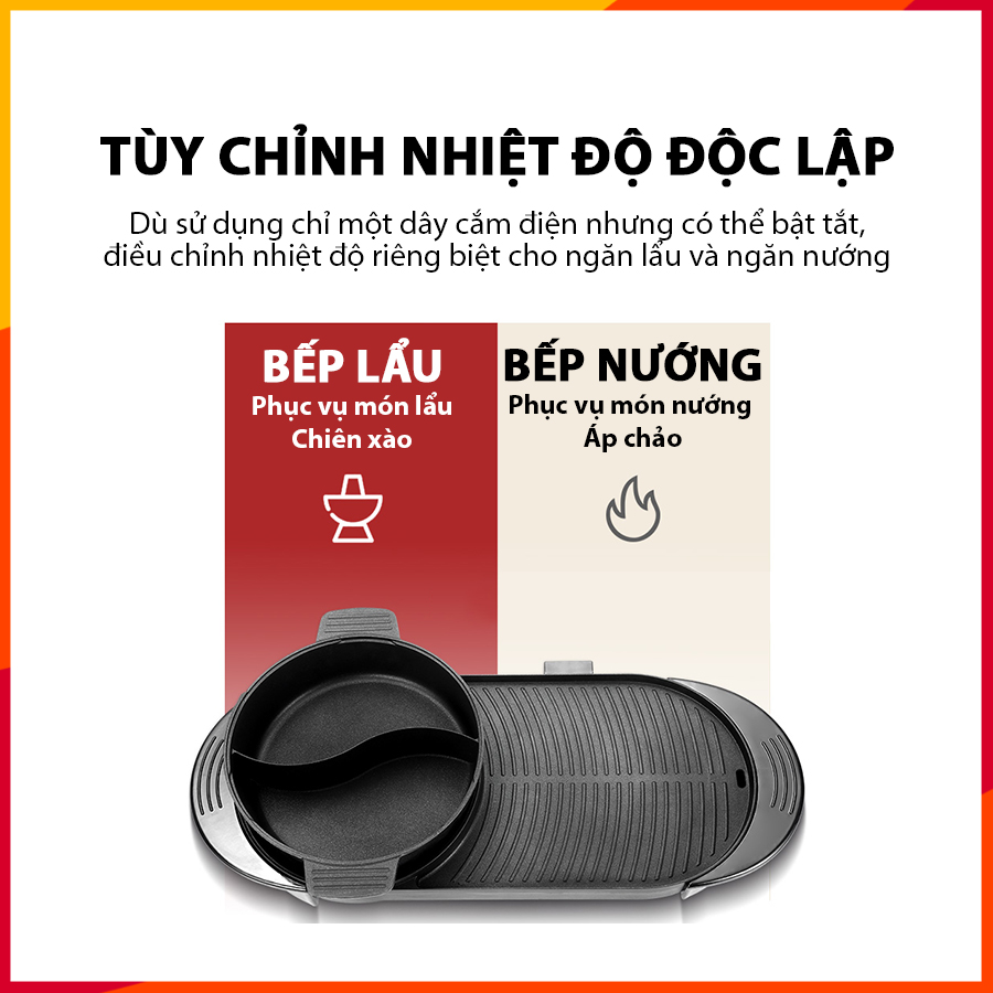 Bếp lẩu nướng điện đa năng 2 trong 1 model BL01 cao cấp tiện lợi an toàn