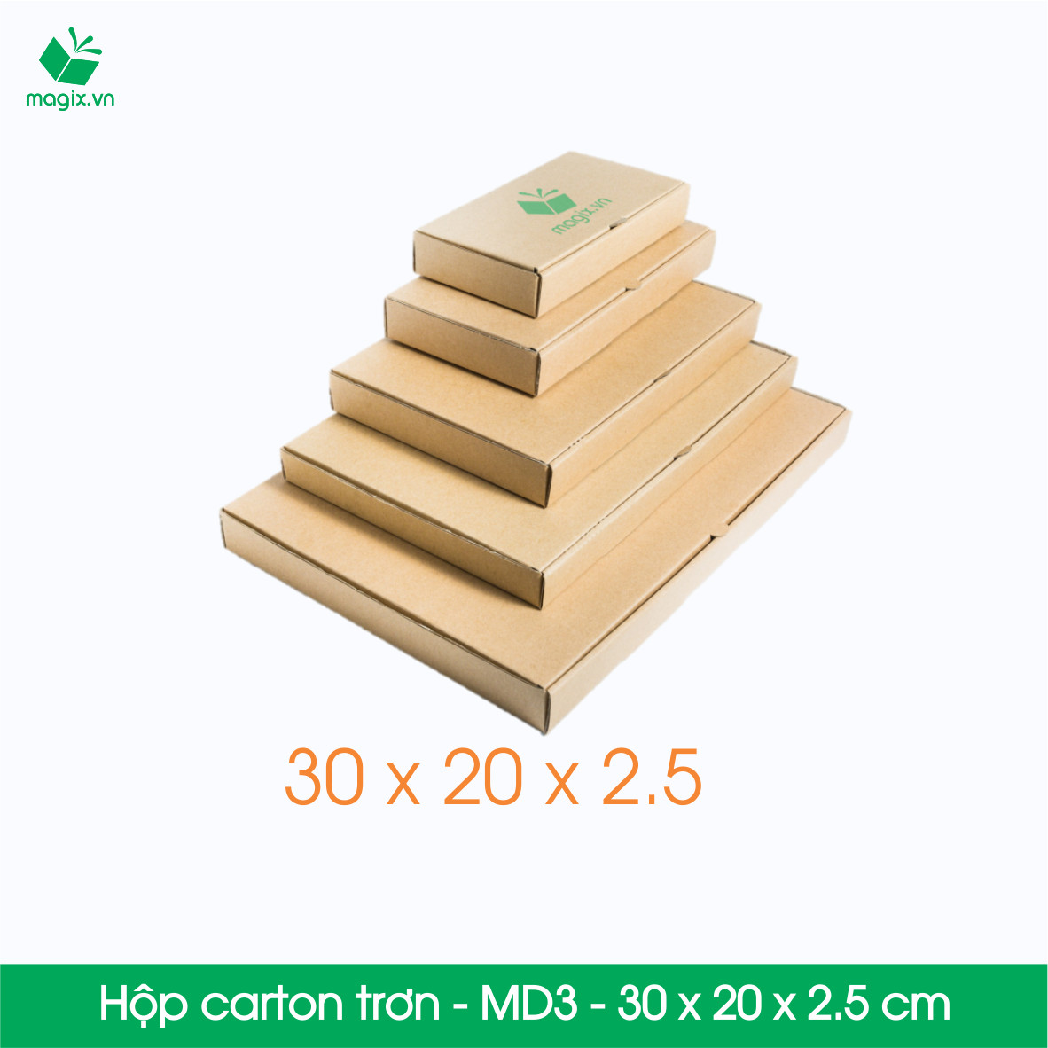 MD3 - 30x20x2.5cm - 50 Thùng hộp carton trơn đóng hàng