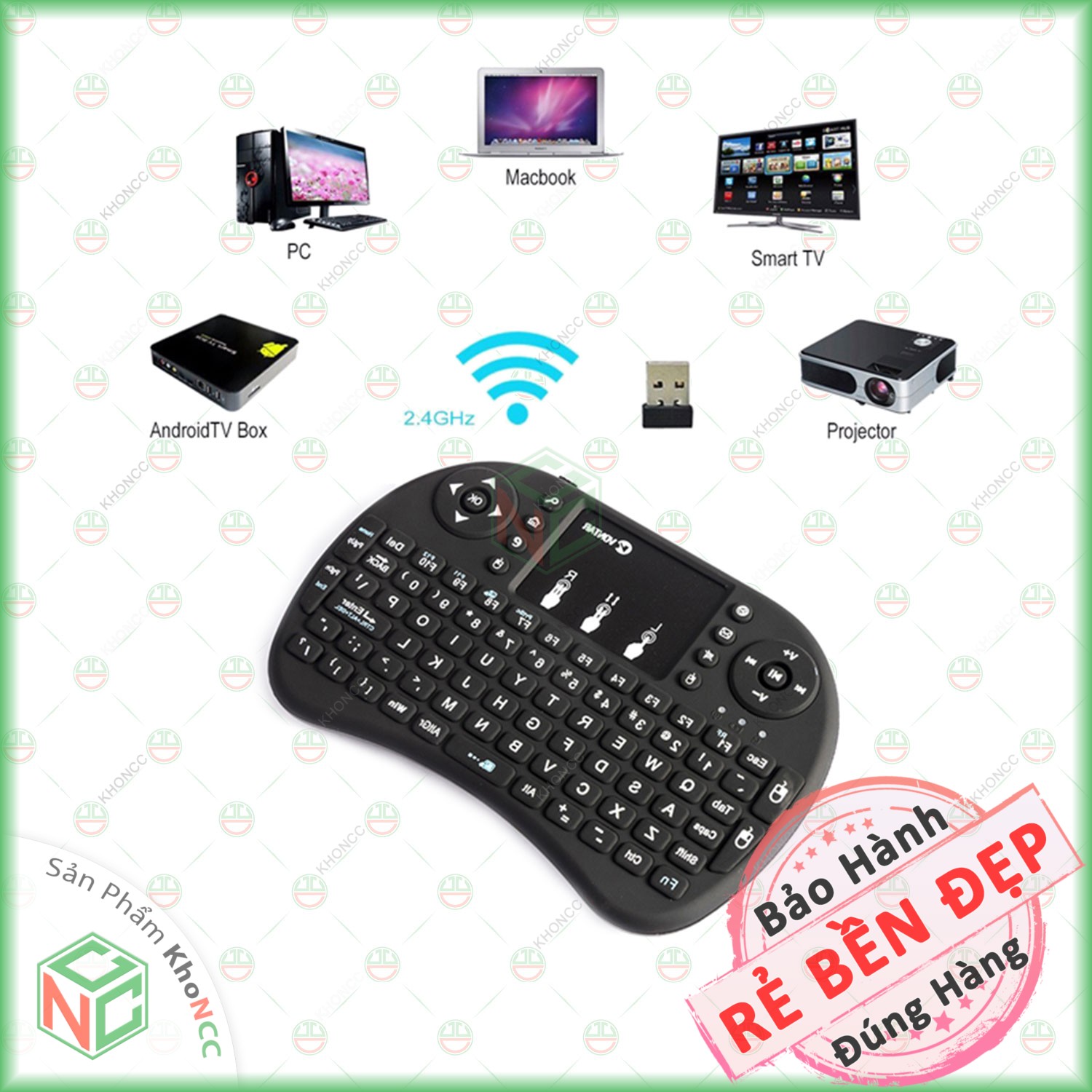 (Đẳng Cấp) Chuột Bay Remote Kiểu Bàn Phím QWERTY Mini KhoNCC Hàng Chính Hãng - Tích Hợp Led Điều Khiển Đa Phương Tiện - Đa Hệ Điều Hành - NLM-KBMNUKB500L