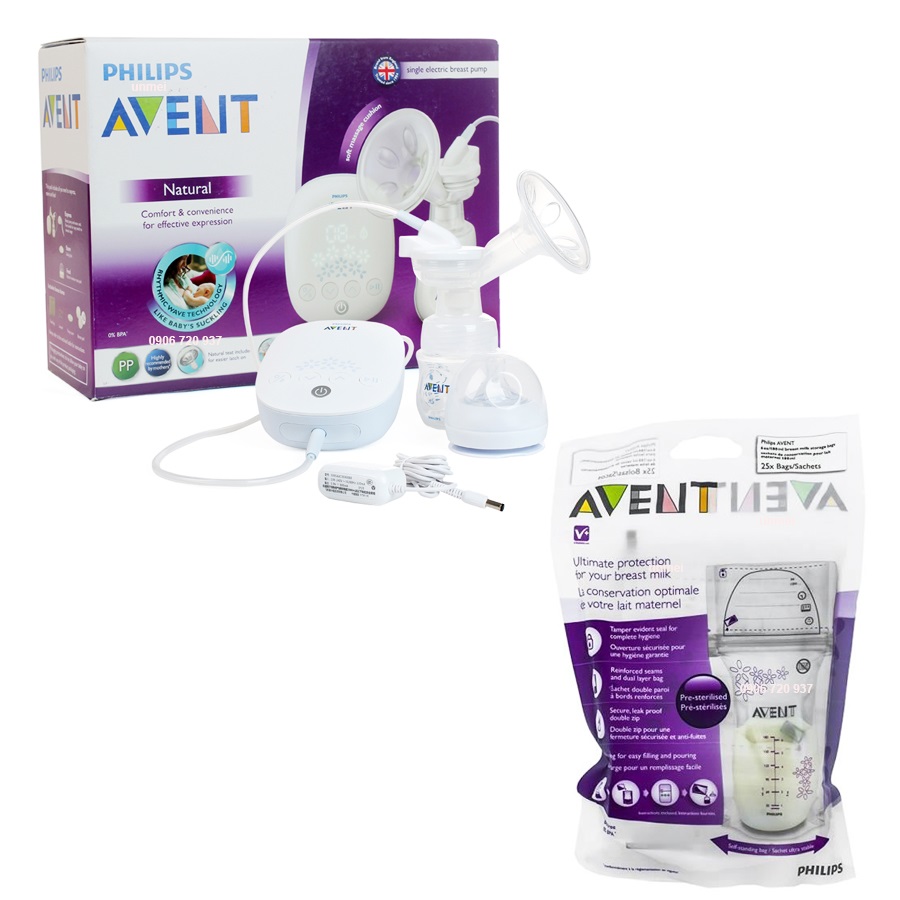 Máy Hút Sữa Điện Đơn Philips Avent SCF301/01 + Tặng Túi Trữ Sữa Philips AVENT SCF603/25 180ml