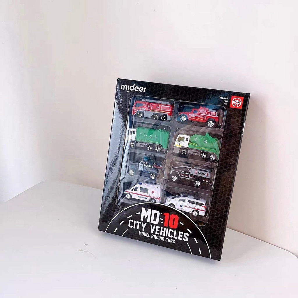 Ô tô đồ chơi mô hình cao cấp Mini Alloy Racing Cars Mideer set xe hơi cảnh sát, xe tải cho bé trai