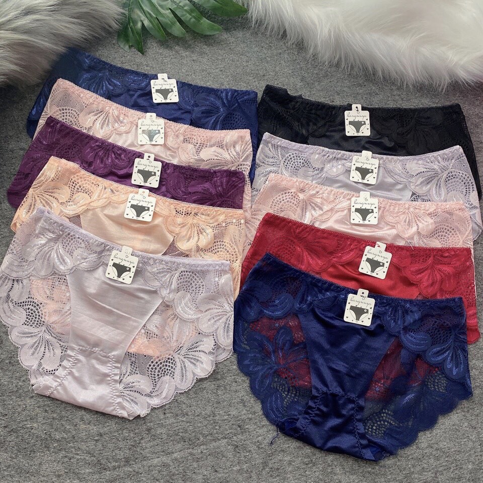 Combo 5 Quần Lót Ren Lụa Cao Cấp – Free size 45-58kg – Giao Màu Ngẫu Nhiên + Tặng kèm set 5 dây cột tóc xinh xắn