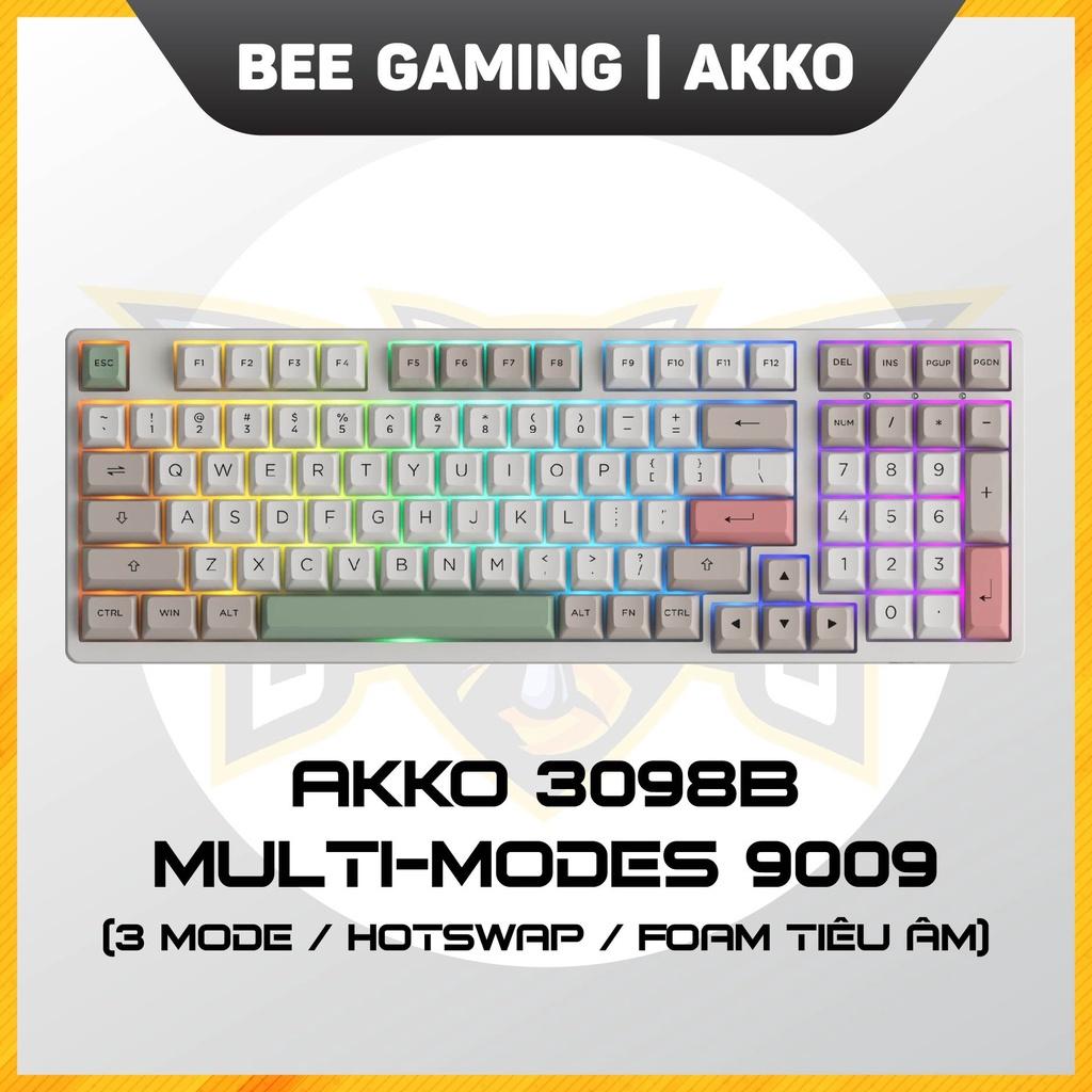 Bàn phím cơ không dây chính hãng AKKO 3098B Multi-modes 9009 (Bluetooth 5.0 / Wireless 2.4Ghz / Hotswap / Foam tiêu âm / AKKO Jelly switch