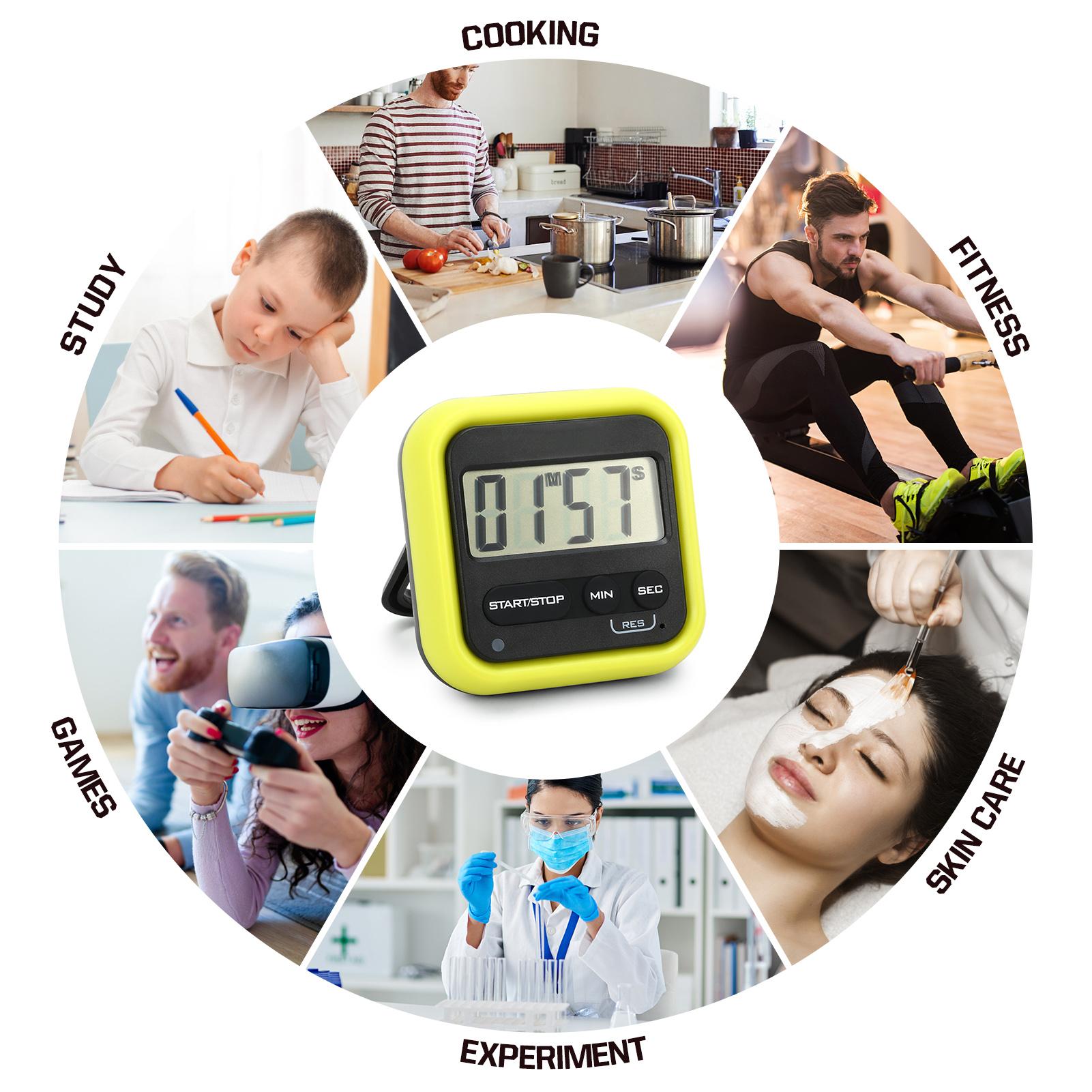 Kitchen Timer Digital Stopwatch with Loud Alarm Large LCD Count up/Countdown Timer for Cooking Shower Kids Classroom