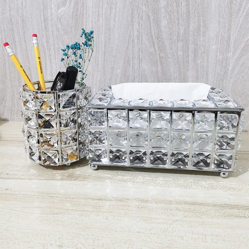 Lọ đựng cọ trang điểm, bút, bình hoa nhỏ pha lê lấp lánh