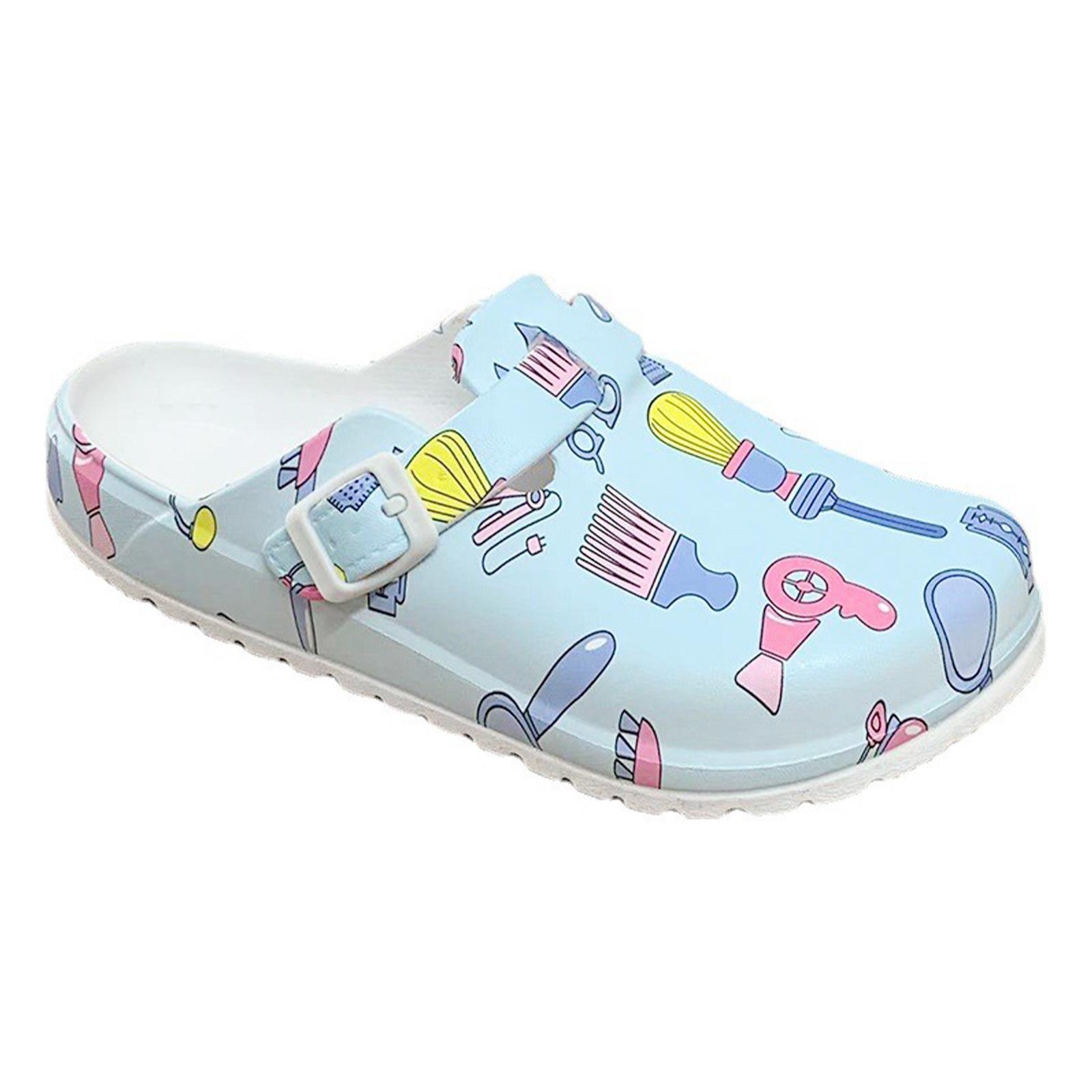 Patterned  Clogs,  Slippers Non Slip Sandals Nursing Shoes for Doctor , 7 - Blue 39