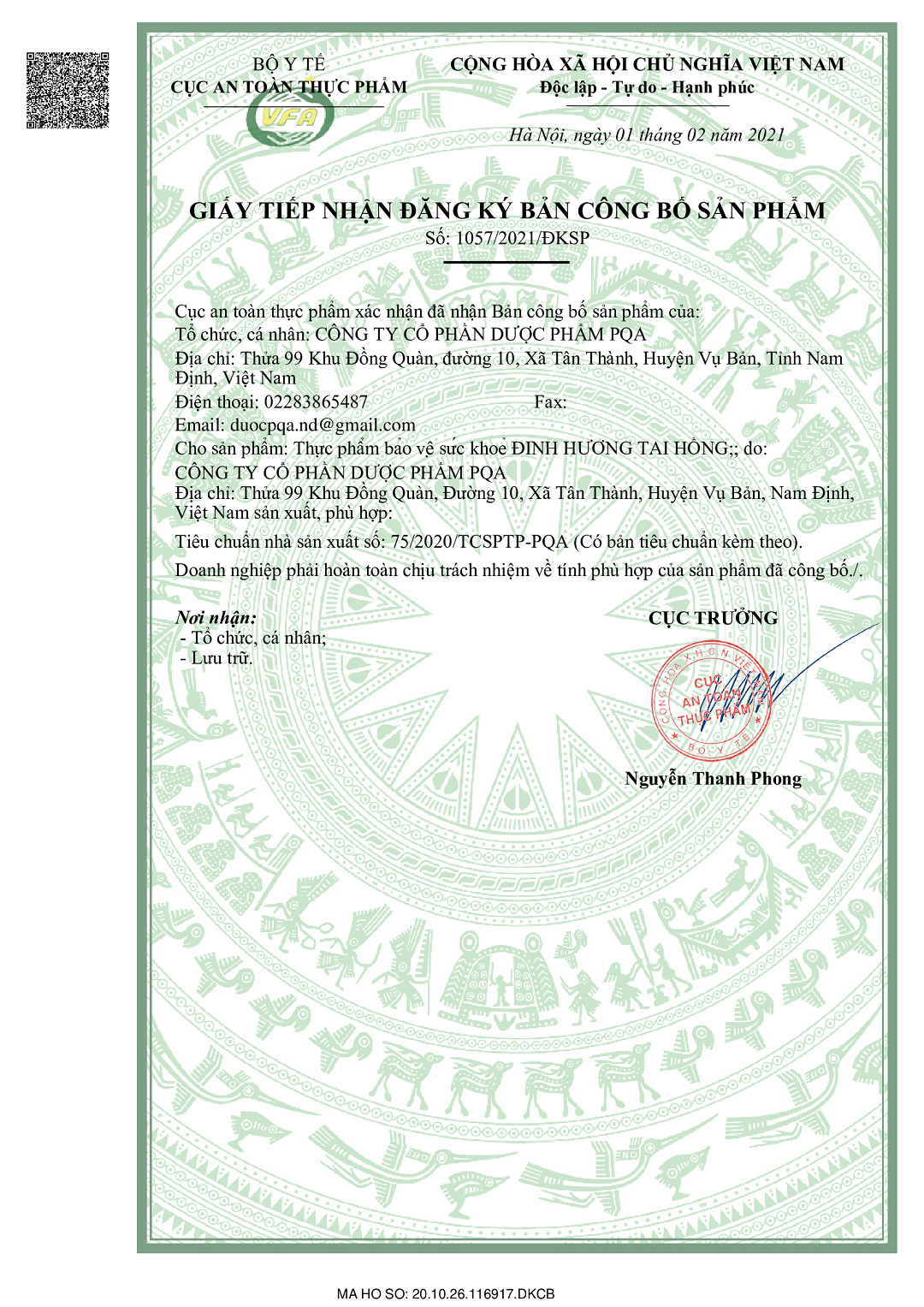 Đinh Hương Tai Hồng PQA Giúp Ấm Dạ, Giáng Khí Dùng Cho Trẻ Nhỏ Và Người Già Nôn Trớ, Nấc, Nghẹn, Buồn Nôn Chai 125ml