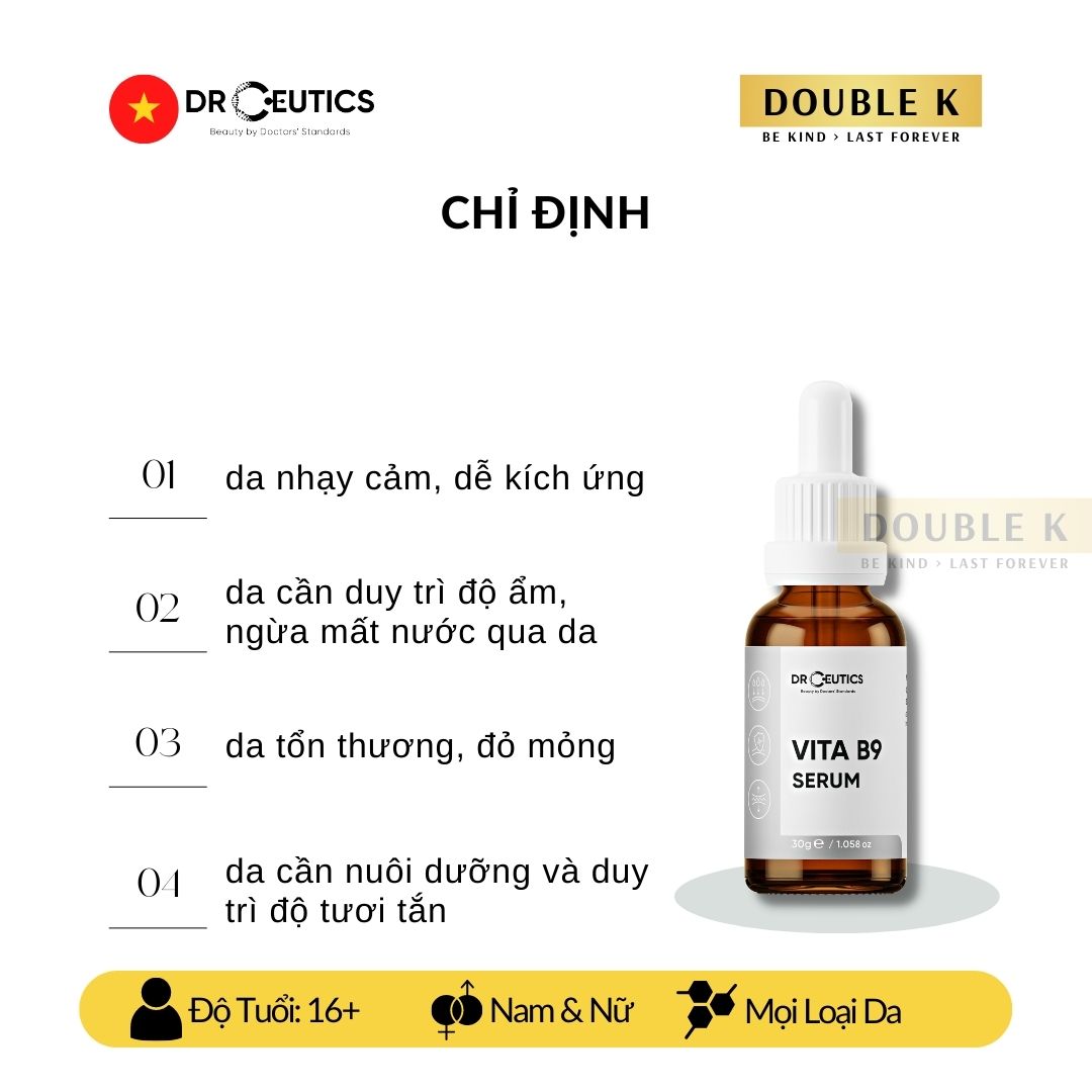 DrCeutics Vita B9 Serum - Tinh Chất Phục Hồi Da Nhạy Cảm - Double K