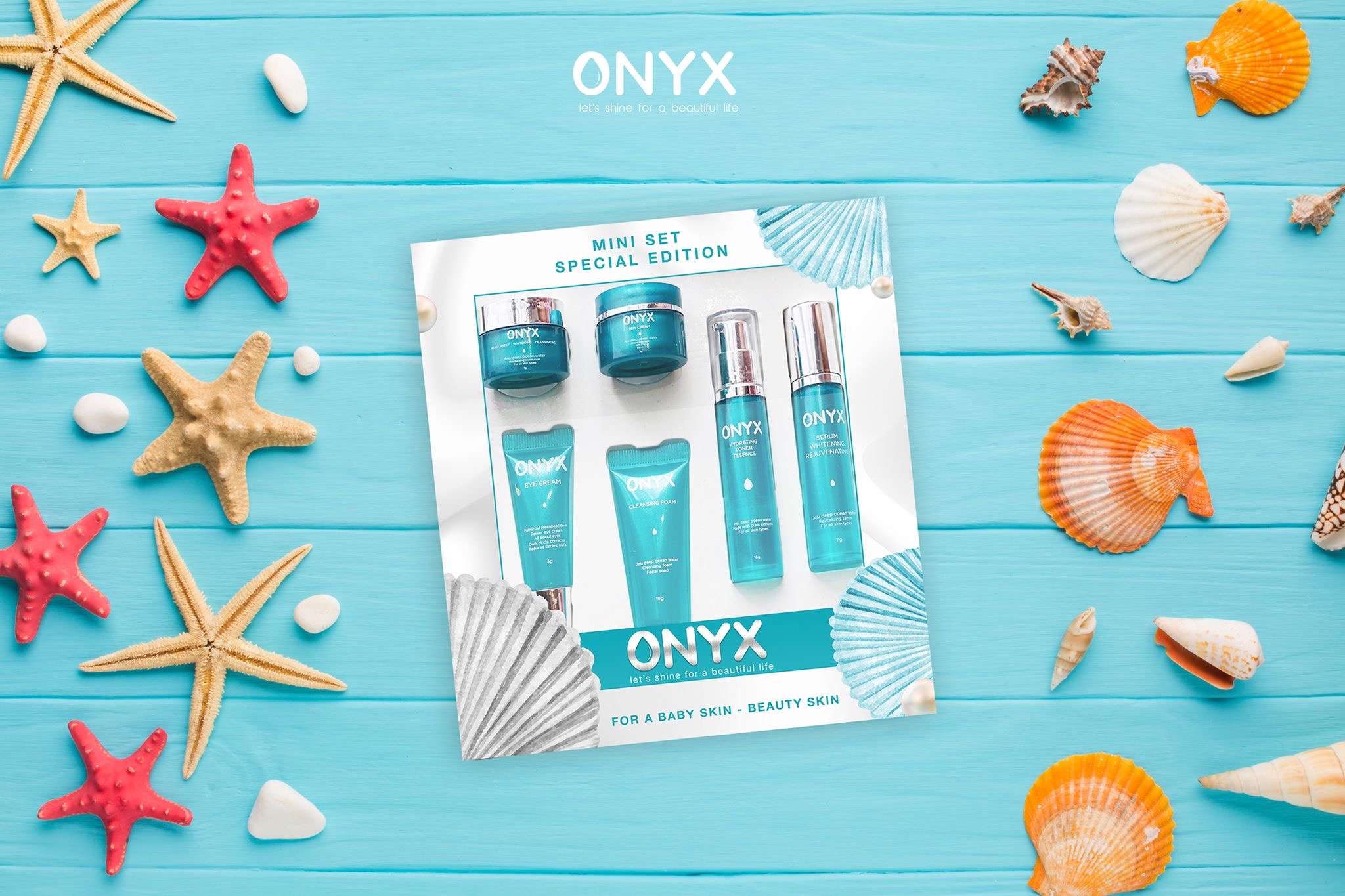 Trọn Bộ 6 Món Dưỡng Da ONYX Mini, Sữa Rửa Mặt, Nước Hoa Hồng, Serum, Kem Dưỡng, Kem Chống Nắng, Kem Dưỡng Da Mắt, Dưỡng Ẩm Làm Sáng, Ngăn Ngừa Lão Hóa Và Bảo Vệ Da 46ml