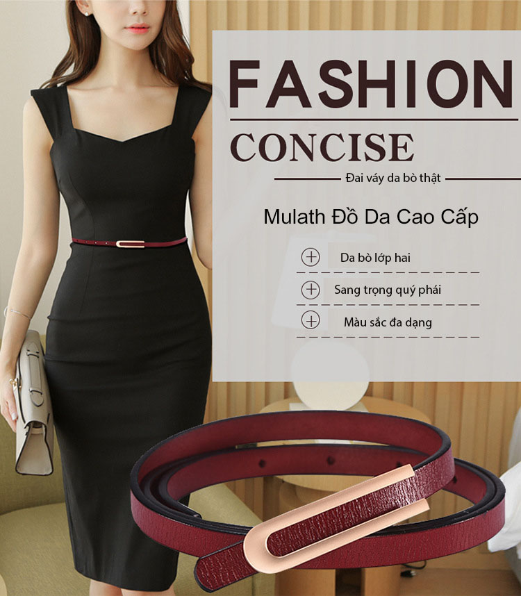 Thắt lưng nữ, đai váy nữ da bò cao cấp thời trang sang chảnh mã 7649