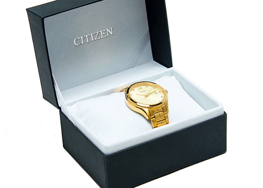 Đồng Hồ Nữ Citizen Đính Đá Swarovski Dây Thép Không Gỉ EV0052-50P - Mặt Vàng