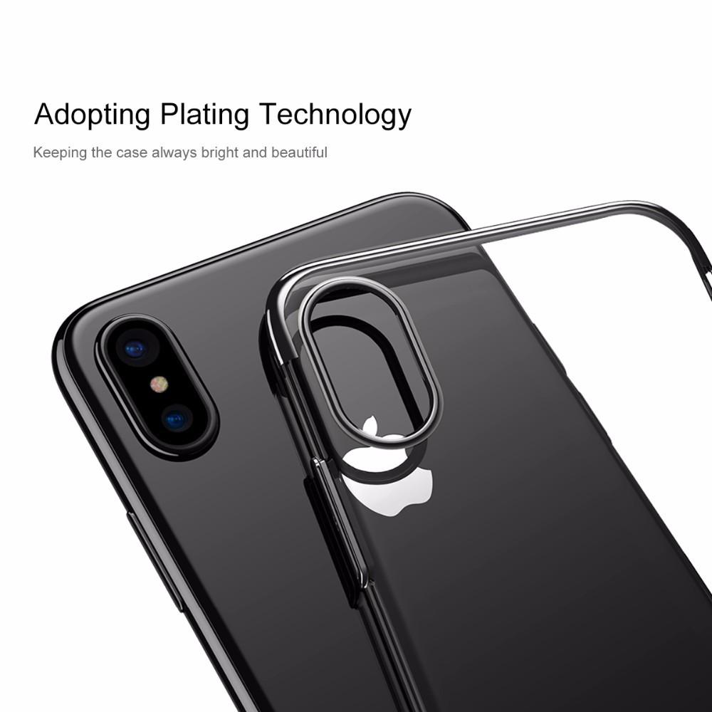 Ốp lưng dành cho Iphone X trong suốt viền màu Glitter chính hãng Baseus