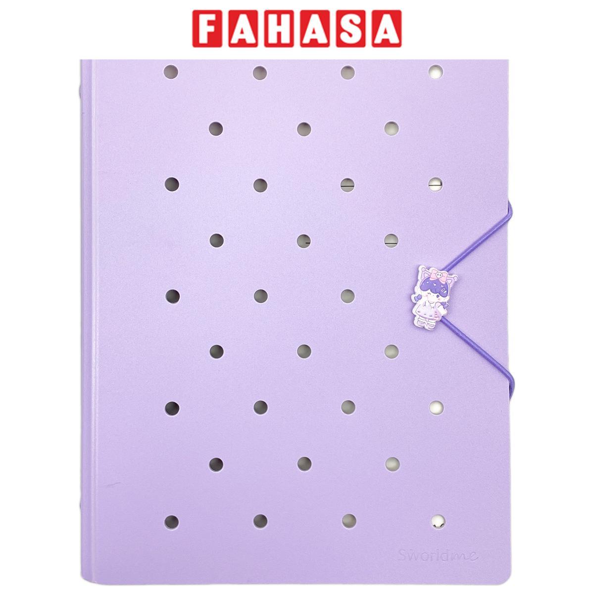 Sổ Còng Trang Trí A5 Bìa Cứng - 80 Trang - 6 Lỗ Charm Dây Tone Pastel - Sworld ST6191-PE - Purple