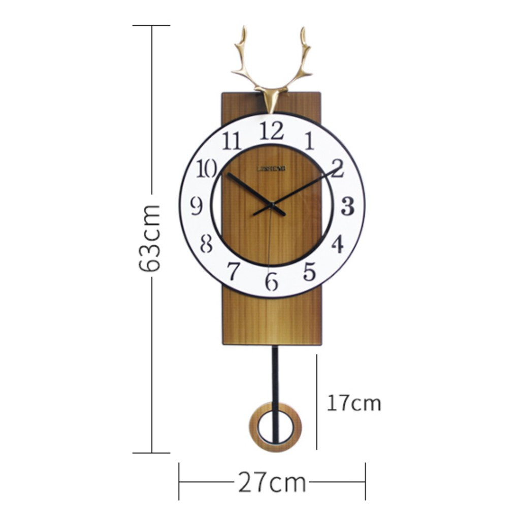 Đồng hồ treo tường gỗ - Đồng hồ treo tường tân cổ điển DHTT58 với họa tiết đầu chú nai vàng  mang phong cách tân cổ điển cực kỳ tinh tế và đẹp mắt.