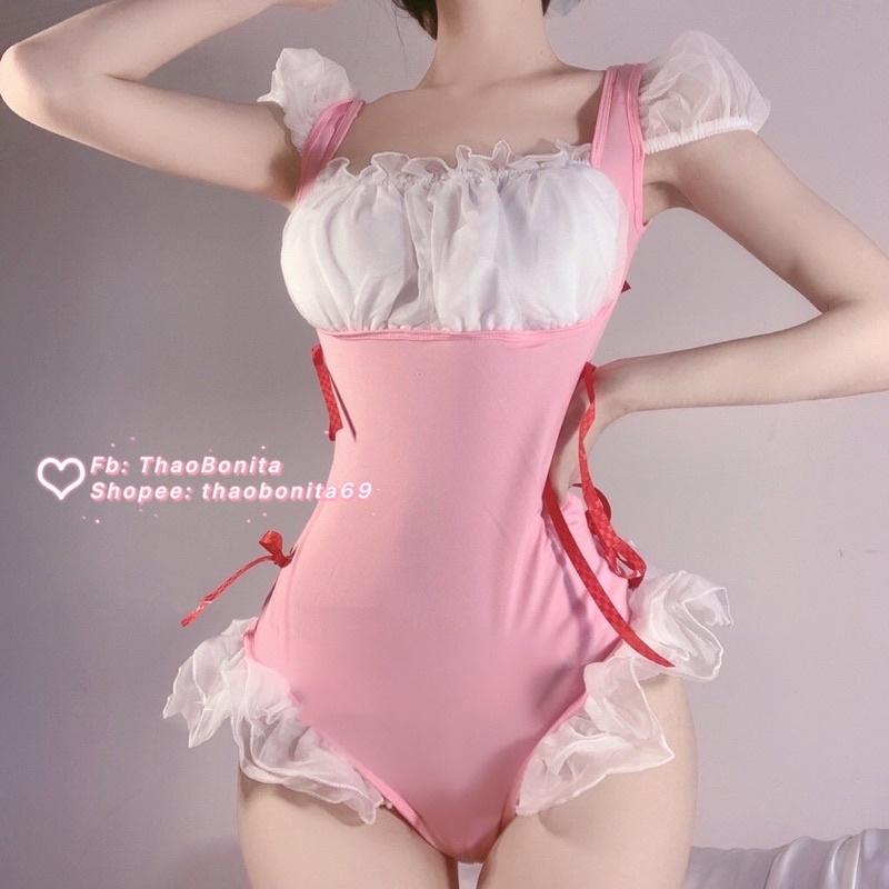 Bodysuit nơ đỏ đáng yêu cực sexy | Món quà giáng sinh đêm noel. SHIP HOẢ TỐC TPHCM. Đồ ngủ cosplay sexy ThaoBonita