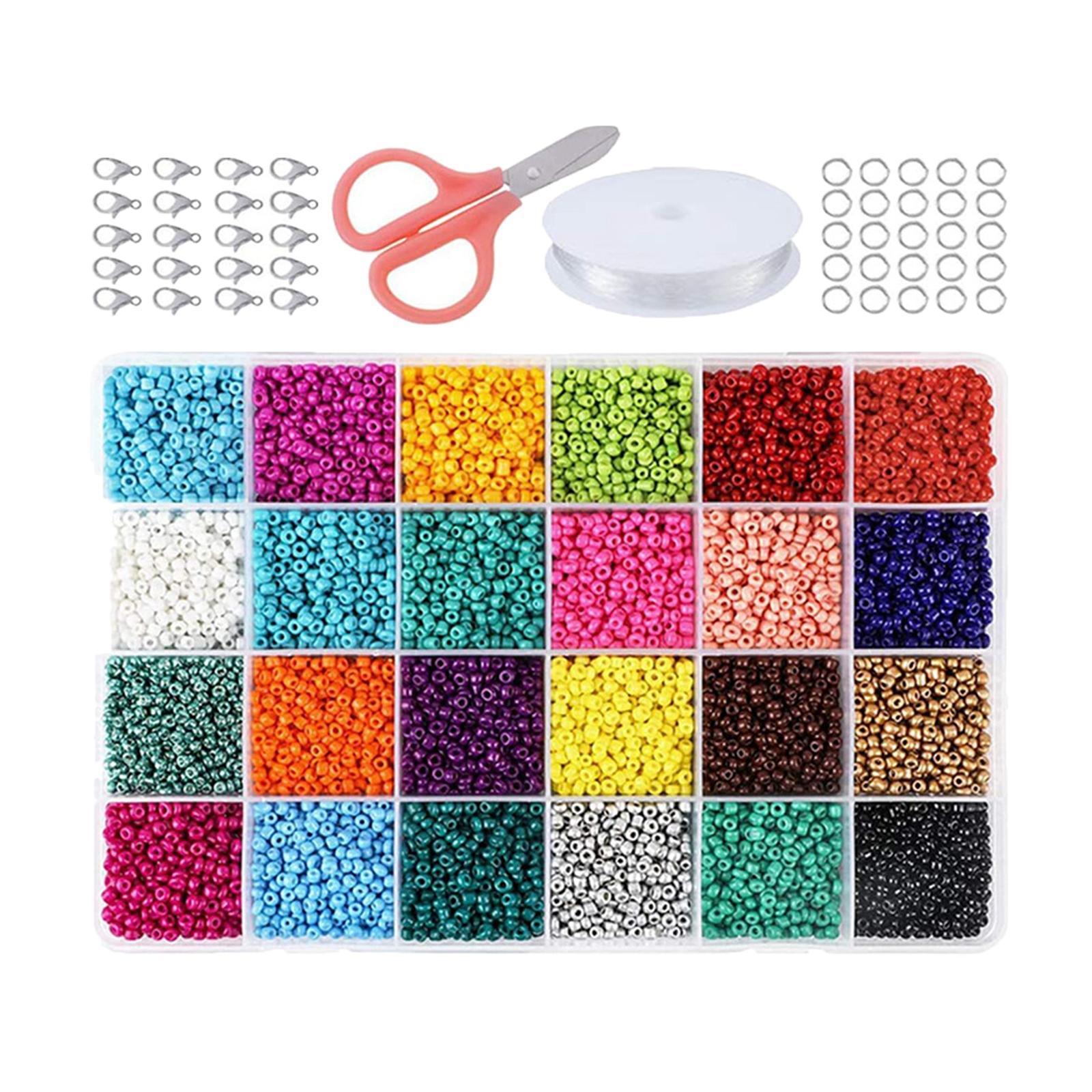 Glass Beads for Jewelry Making , Spacer Beads 24 Colors Small Beads, Tiny Beads Set for DIY Bracelets Necklaces Earring Making Crafts