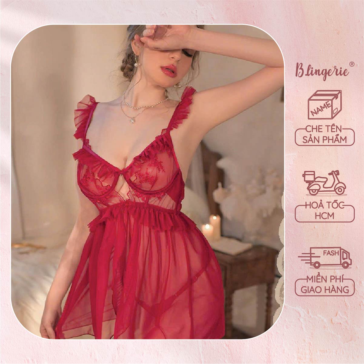 Váy Ngủ Nữ Ren Sexy - B.Lingerie