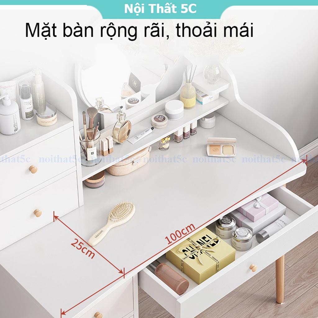 Bàn trang điểm, bàn phấn kèm gương tích hợp đèn LED kèm nút cảm ứng thông minh và ngăn kéo để đồ tện lợi