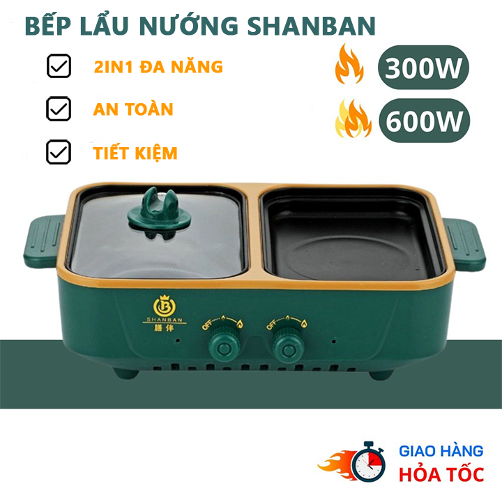 Bếp lẩu nướng mini 2 trong 1 gang tráng men, 2 chế độ lửa - Đa Năng Cao Cấp Đa Năng Tiện Lợi Cho Mỗi Gia Đình