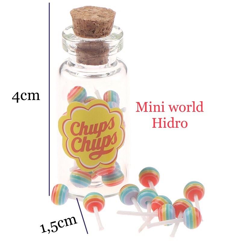 Mô hình hũ kẹo mút chupa chups mini tí hon tỉ lệ 1/12 trang trí nhà búp bê