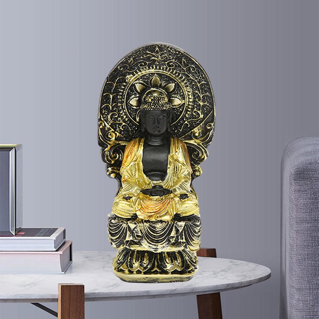 Meditating Buddha Statue, Guan Yin Buddha Decorative Figurine for Home Office Tabletop Desktop Spiritual Living Room Decoration, Yoga Zen Decor
