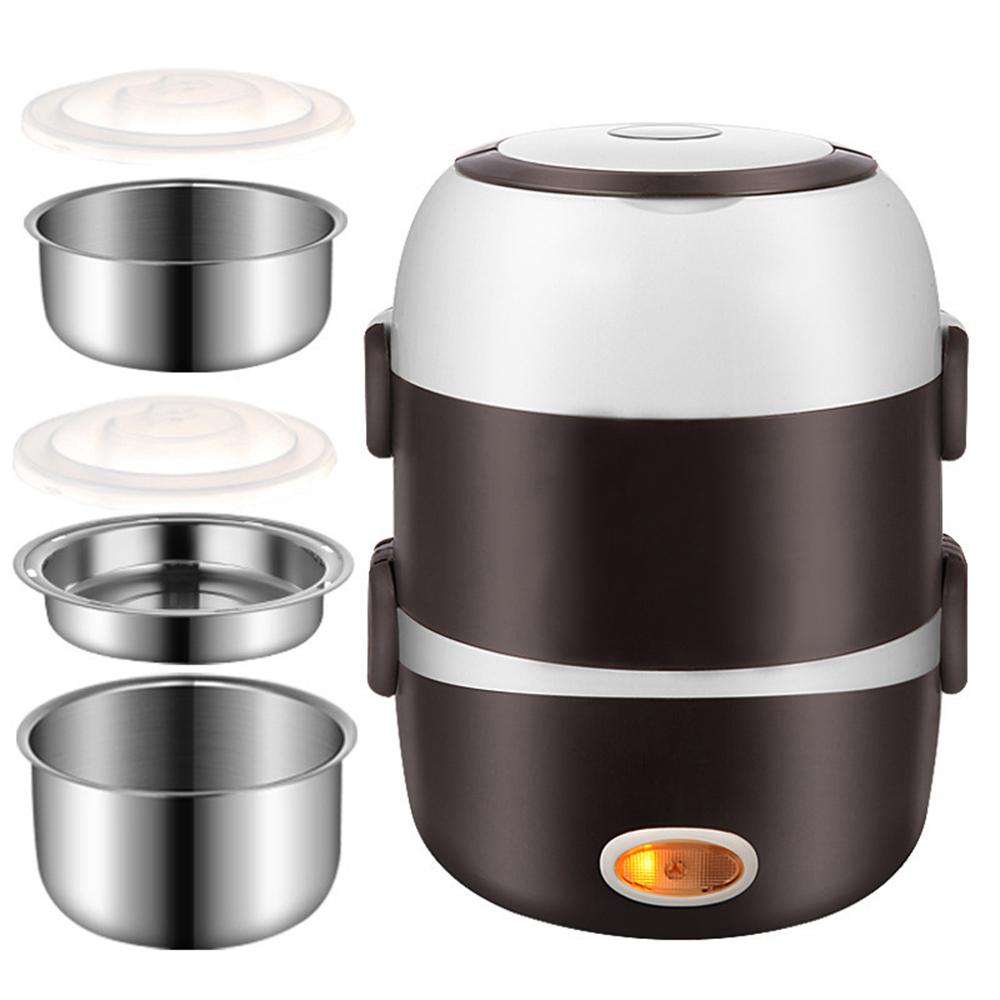 Electric Lunch Box Three layers Stainless Steel Heating Rice Office Worker Plug In Electric Heating Thermal Insulation