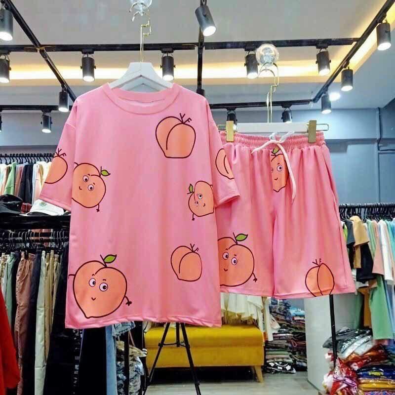 Đồ Bộ Thun Cotton Lạnh Mặc Nhà TRÁI BƠ và TRÁI ĐÀO Form Rộng Unisex Nam Nữ Ulzzang KUN