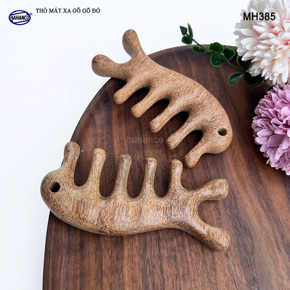 Dụng Cụ Mát Xa Tai Thỏ 5 Răng Gỗ Gõ Đỏ Thư Giãn Giảm Dụng Tóc - HAHANCO - MH385