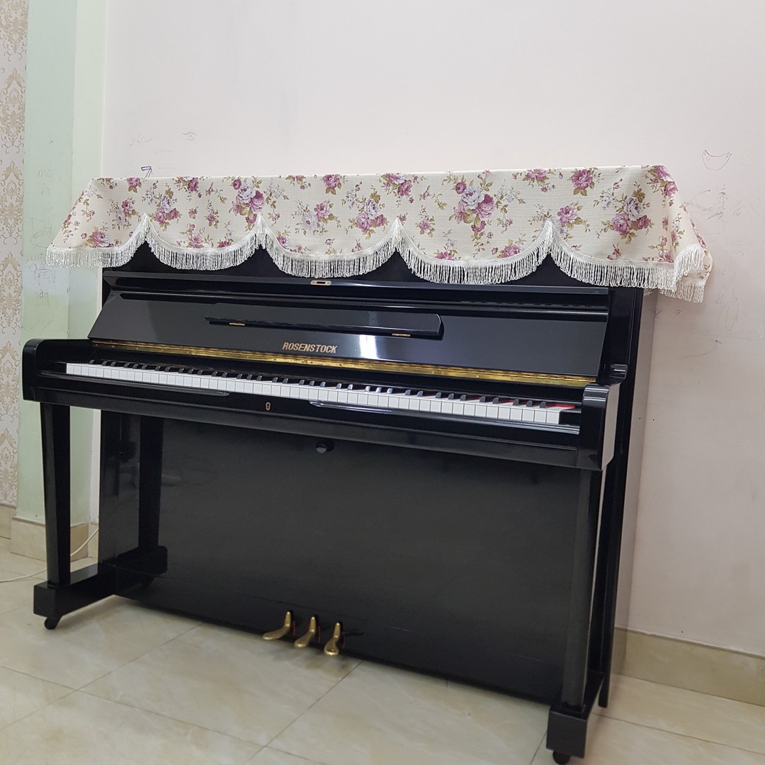 Khăn phủ đàn Piano cơ mẫu họa tiết hoa hồng