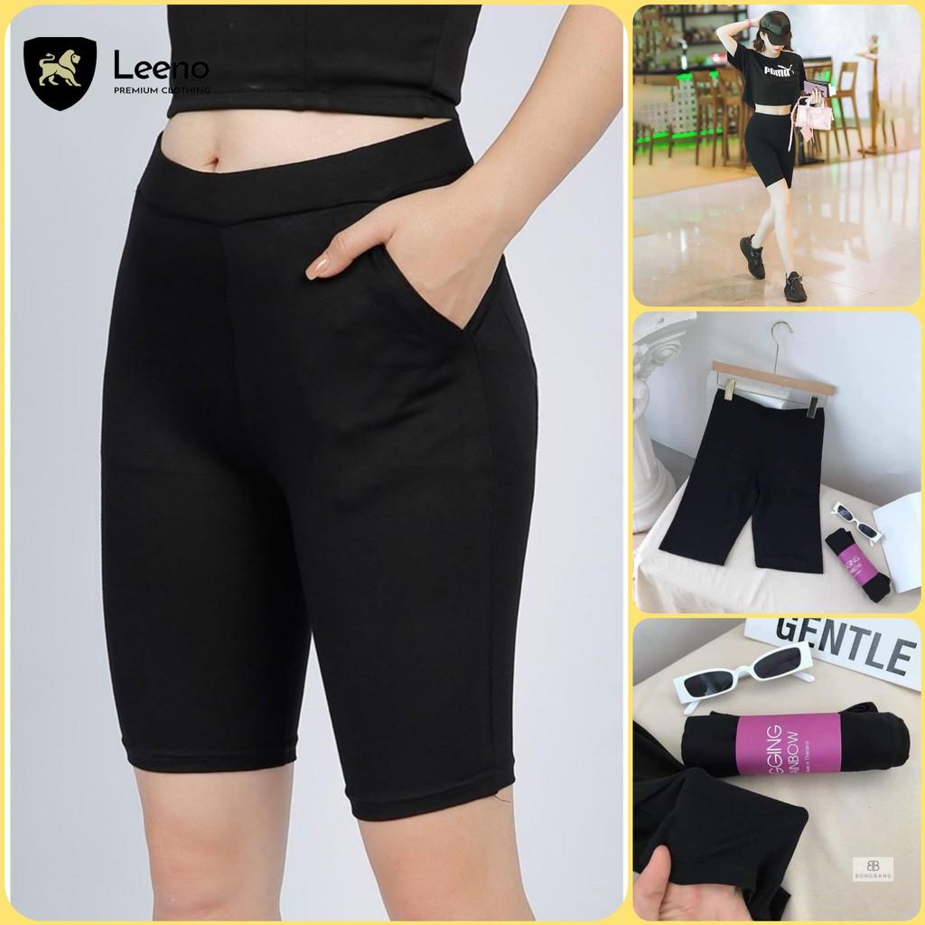 Quần đùi legging nữ chất cotton co giãn 4 chiều