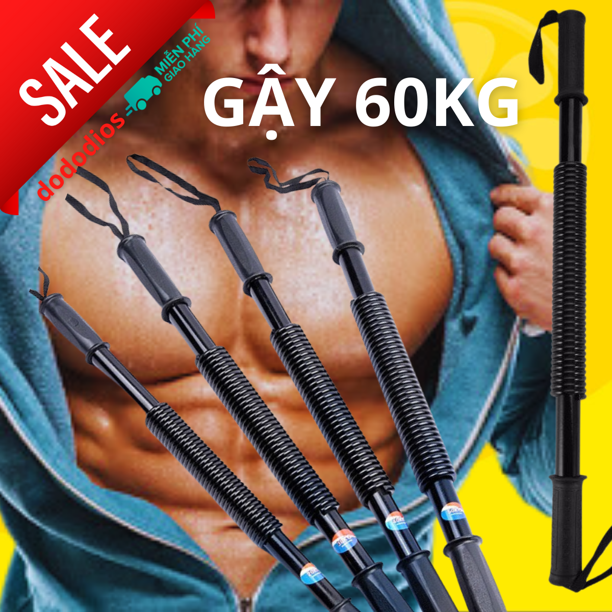 gậy lò xo 60kg hãng dododios tập cơ tay, vai, xô tập gym tại nhà - Hàng chính hãng dododios