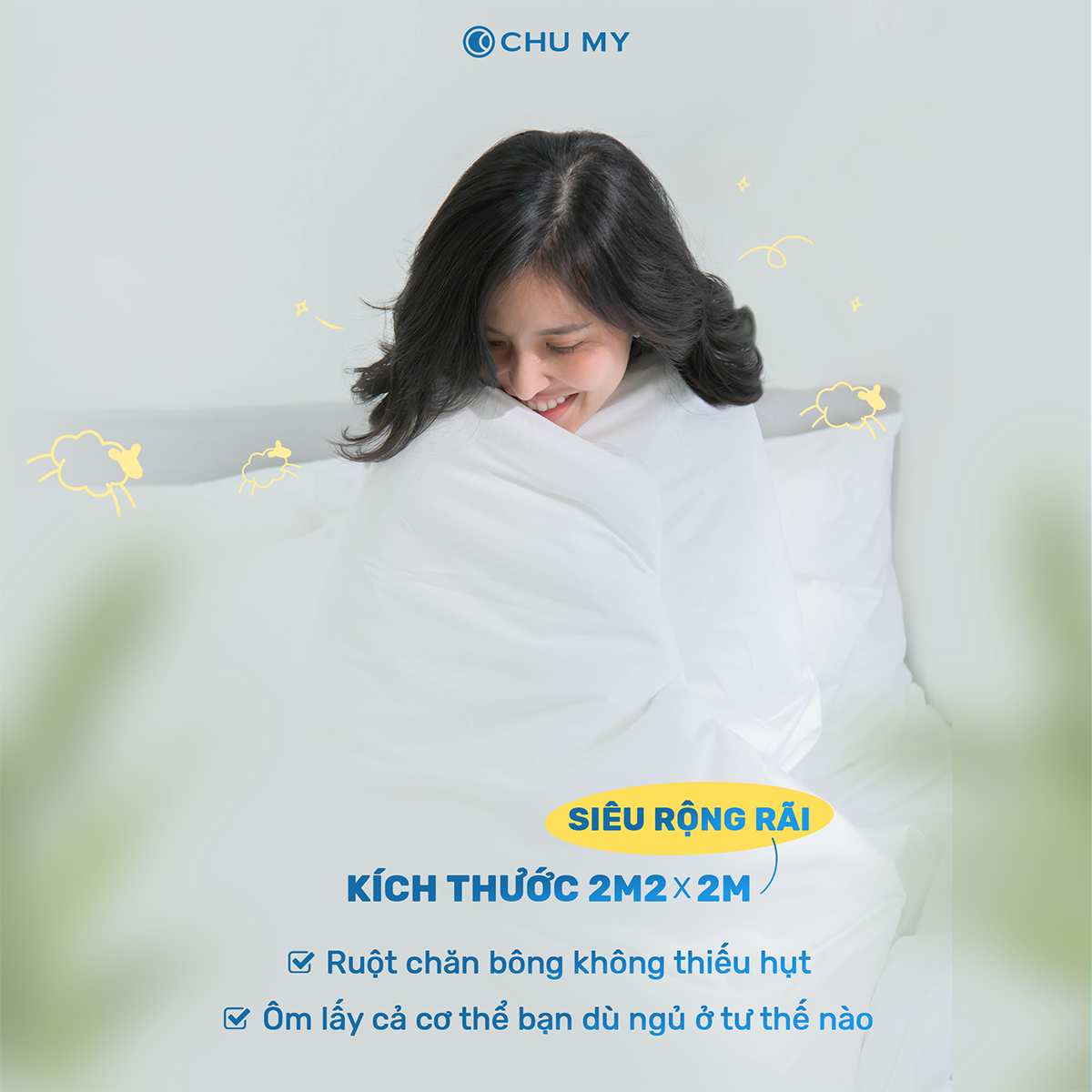 Ruột chăn chần bông kích thước 2mx2m2