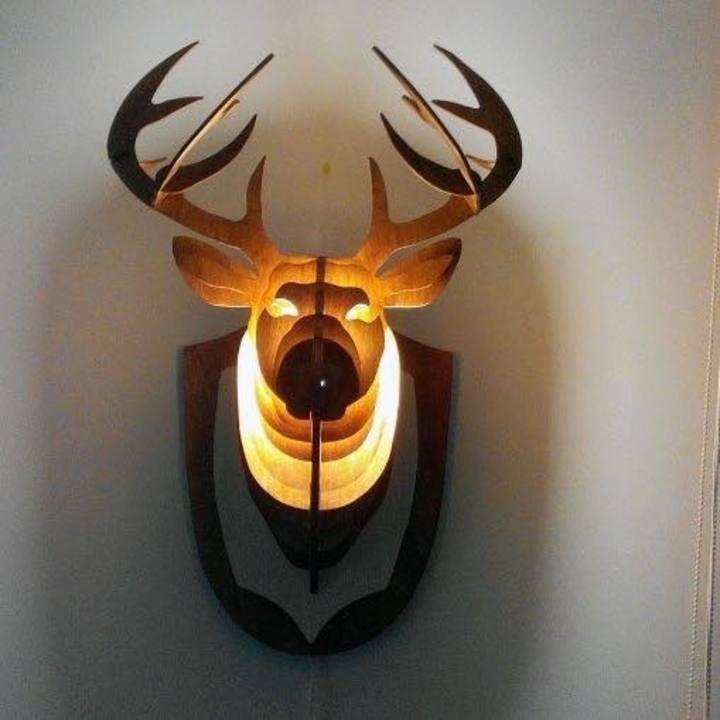 Bộ 10 đèn đầu hươu-Vỏ gỗ