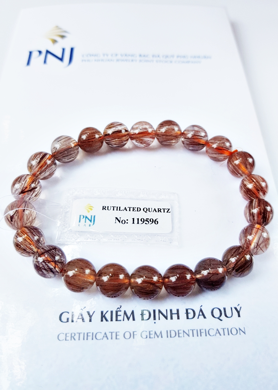 Vòng Tay Thạch Anh Tóc Đỏ Tự Nhiên 8mm