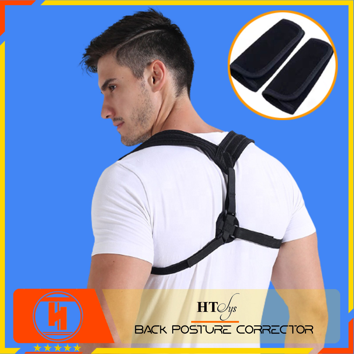 Đai chống gù lưng cao cấp HT SYS Back Posture Corrector - Freesize - Màu đen