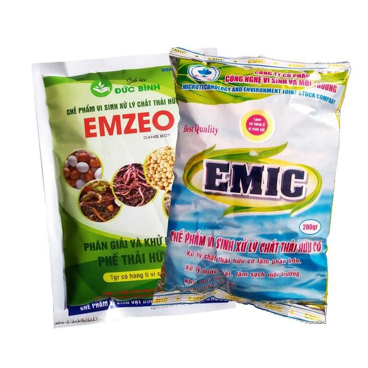 Combo Emzeo & Emic Ủ phân đậu tương, phân cá, rác thải gia đình - Gói 200gr