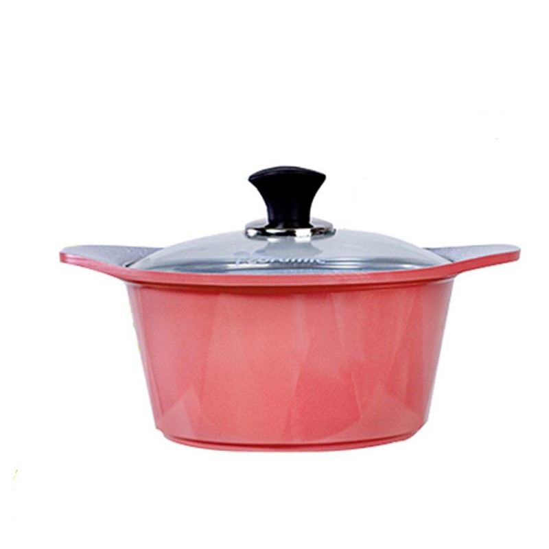 Bộ 4 nồi đúc ceramic cao cấp: nồi 1 tay cầm 18cm, nồi 2 tay cầm 20-22-24cm Tặng 1 cặp nhấc nồi sillicon xinh xắn (Màu ngẫu nhiên)