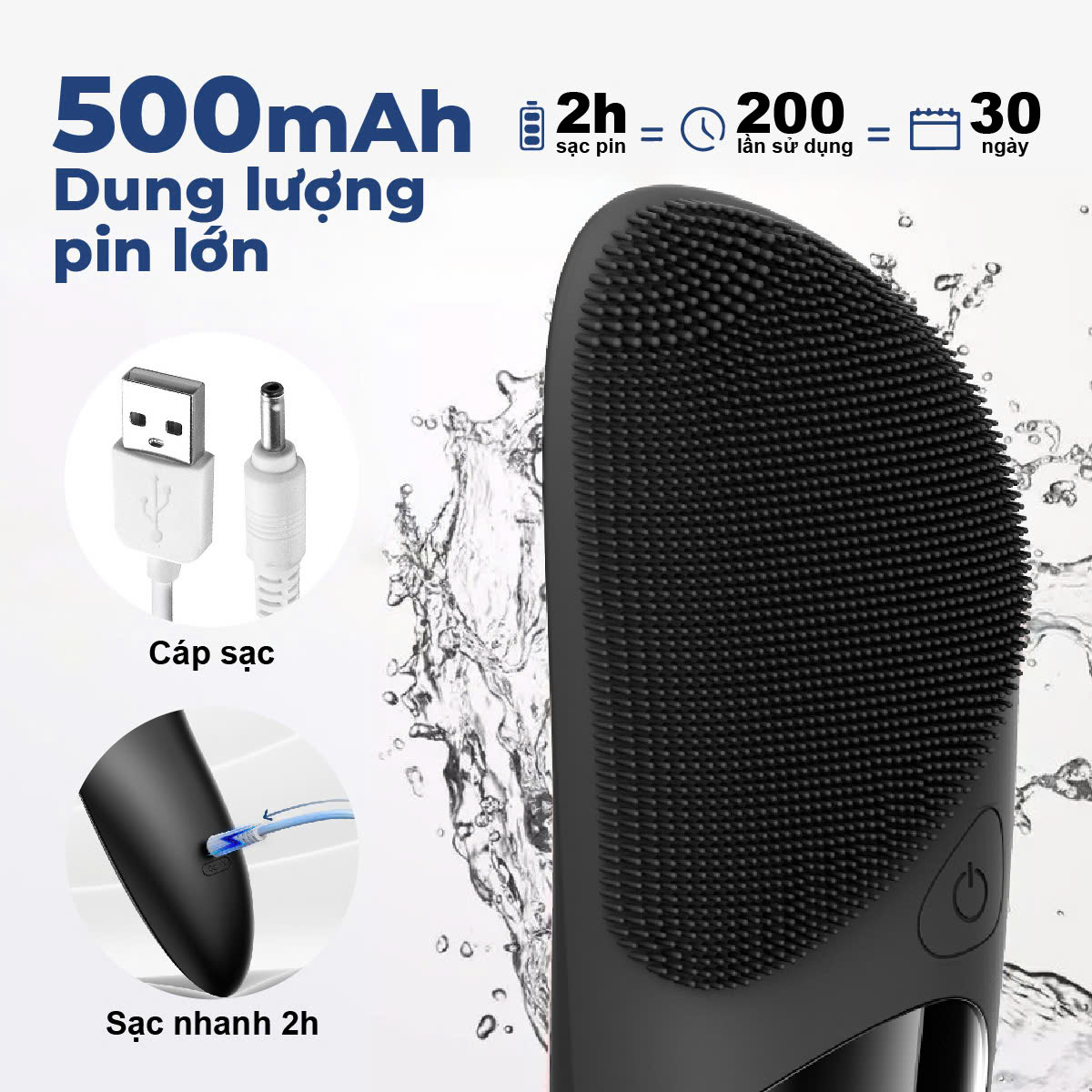 Máy rửa mặt Lebenlang LBL1480, sạc nhanh 2h, 5W, 500 mAh, 5 chế độ, bảo hành 2 năm - hàng chính hãng