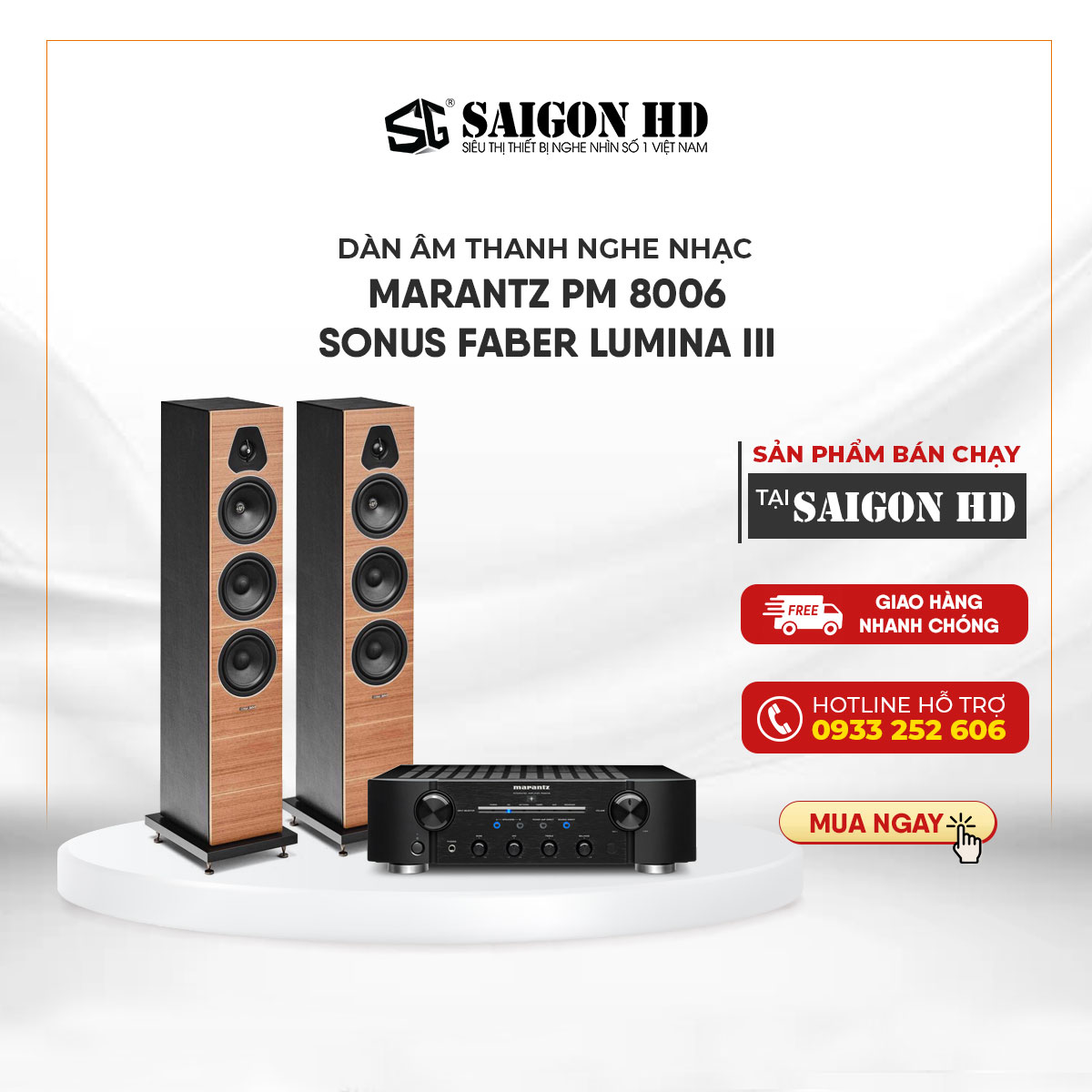 Dàn nghe nhạc MARANTZ PM 8006 - SONUS FABER Lumina III - Hàng chính hãng, giá tốt