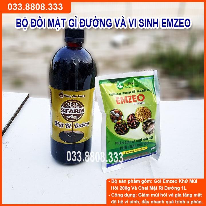 BỘ ĐÔI XỬ LÝ CHẤT THẢI EMZEO 200G +RỈ ĐƯỜNG 1LIT- GIÚP PHÂN HỦY NHANH